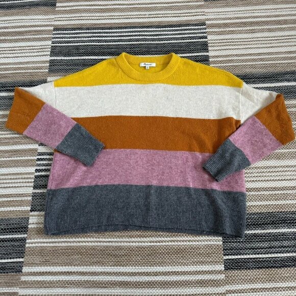 Madewell Women's Crofton Striped Alpaca Wool Blend Pullover Sweater Multi Sz XS - Picture 1 of 12